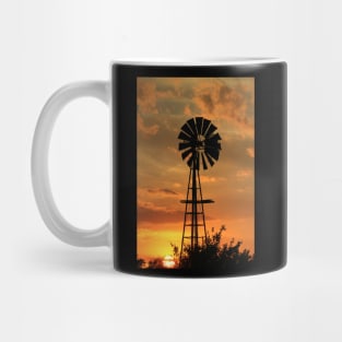 Kansas Windmill at Sunset with clouds Mug